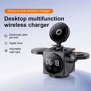 Caricatore Wireless Magnetico JEDI Tre in Uno con Funzione di Apertura Elettrica, Orologio Digitale Pieghevole e Luce Notturna - Product Image 2