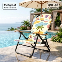 Chaise longue de plage commerciale robuste en aluminium, 5 positions réglables, pour hôtel