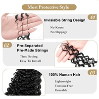 Extensions au crochet Huiru non-Remy, traitées à l'acide, à double trame, fabriquées à la machine |   Cheveux pré-séparés sans nœuds, ondulation profonde |   Cheveux noirs naturels 1B