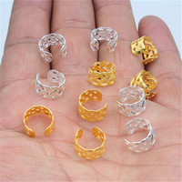 Pinces à cheveux métalliques, anneaux tressés creux, en alliage or et argent, manchettes ouvertes pour tresses et dreadlocks, DIY, pour femmes et filles, vente en gros, épingles à cheveux