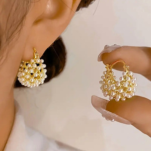 Pendientes de Aro con Forma de Cesta de Flores para Mujer, Diseño de Nicho Inspirado en la Naturaleza, Joyería de Moda - Product Image 2