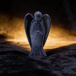 Ornement ange gardien en <span class=keywords><strong>sable</strong></span> bleu, ange en cristal sculpté à la main, pierre énergétique Feng Shui pour la maison et le bureau, fabriqué en Chine - Product Image 1