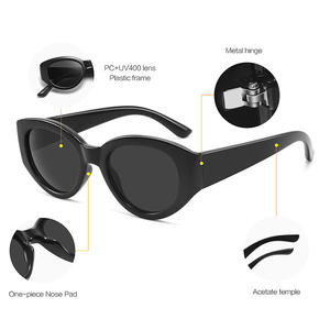 แว่นกันแดดทรงแคทอายสไตล์ครอส บอร์เดอร์ รุ่นใหม่ ป้องกันรังสียูวี 400 กรอบสีดำ วัสดุพีซี แว่นตาแฟชั่นสำหรับผู้ชาย เหมาะสำหรับการเดินทาง - Product Image 2