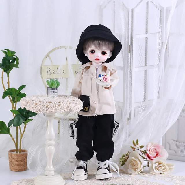 30CM Fashion Doll Clothes 1/6 BJD Outfit Set Cute Girl Casual Jacket Pants Hat Fabric Cartoon Style Toy Doll Accessories