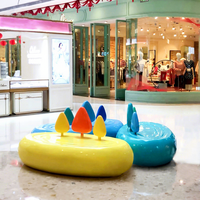 Kursi Santai Fiberglass Desain Pohon Bentuk Oval Kuning Kursi Taman Tahan Lama untuk Furnitur Luar Ruangan Mal & Komersial