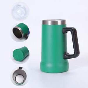 Custom logo 24 oz Double Wall <b>Insulated</b> Stainless Steel Powder Coated Handle Classic Design 24oz Beer <b>Mug</b> with Handle - Product Image 3