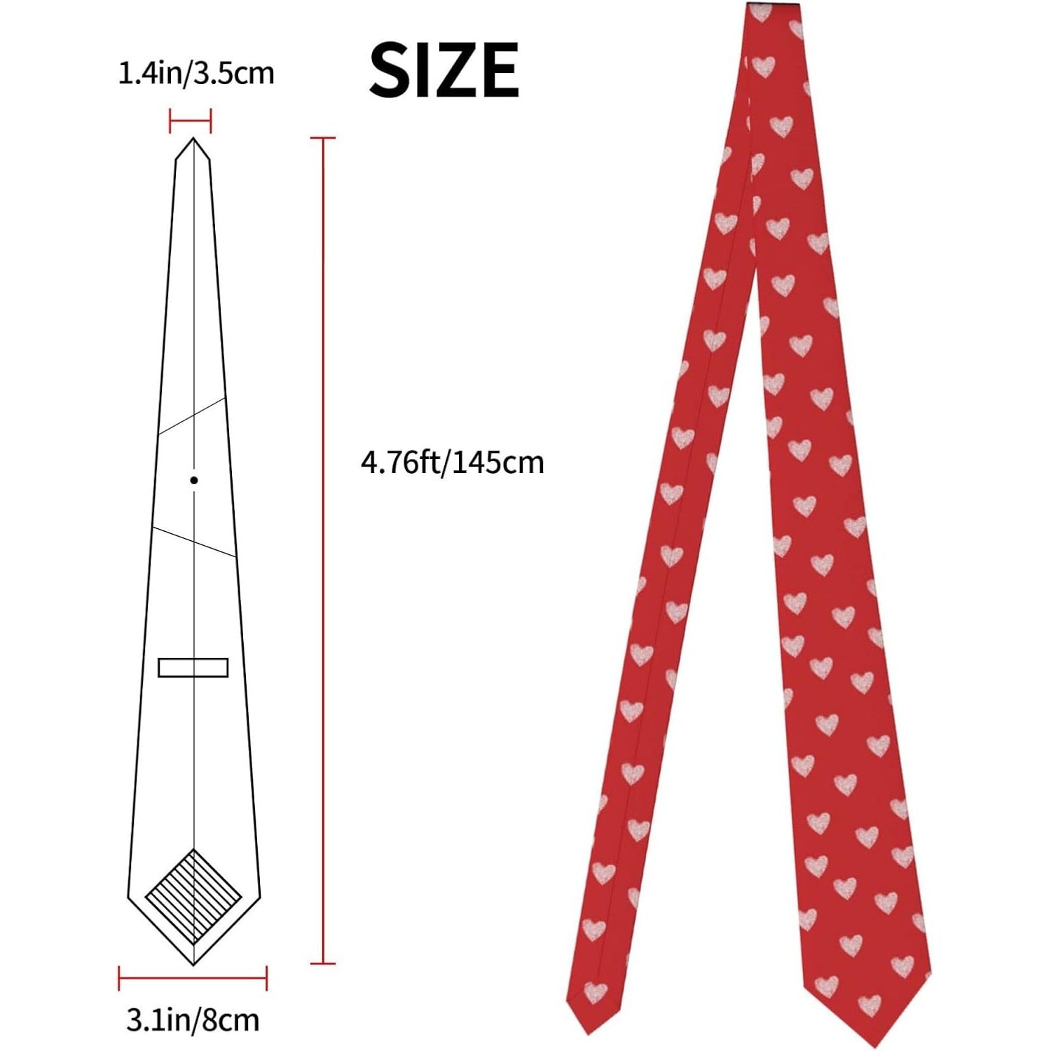 Red Hearts Polyester Ties