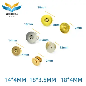 Único rebite botões magnéticos 12mm, único reivete em branco magnético para handbags14 * 4mm 18*3.5mm 18*4mm