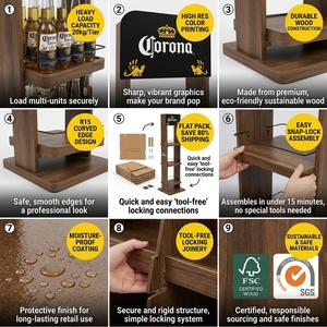 Exhibidor de Vino y Cerveza de Madera Moderno y Resistente, de 3 Niveles, con Recubrimiento en Polvo Negro Mate, Venta al Por Mayor para Supermercados, Personalizable - Product Image 5