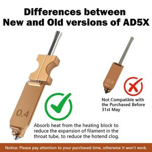 ชุดหัวฉีด HzdaDeve 3Pk Hotend ขนาด 0.25 มม. 0.4 มม. 0.6 มม. แบบโลหะถอดเร็ว สำหรับเครื่องพิมพ์ Flashforge Ad5X - Product Image 3