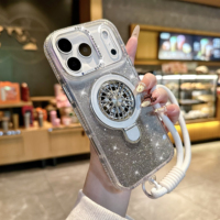 Coque de téléphone antichoc ultra-fine avec anneau métallique rotatif à 360° et bord diamanté pour iPhone 17 Pro Max 16 15 – Personnalisable
