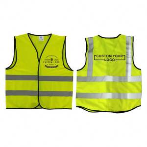 蓝色女式反光安全背心野营前口袋拉链高能见度反光安全背心多口袋 - Product Image 1