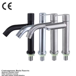 Robinet de lavabo contemporain à montage sur plan, en acier inoxydable, à poignée unique, avec valve en céramique, à débit contrôlé, fabriqué en Chine, vente en gros - Product Image 1