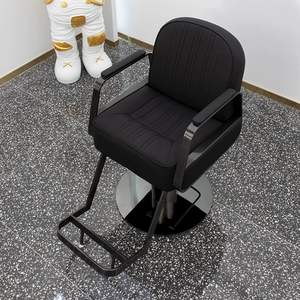 Synthetic Leather Barber <b>Chair</b> with Stainless Steel Armrest Special Hair Salon <b>Chair</b> for Hair Cutting Lifting & Rotating - Product Image 1