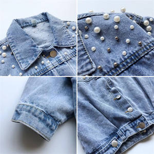 2021 New Spring Autumn Clothes Baby Girls Denim Outerwear Korean Version Trend Beaded Jean Jacket for Kids - Product Image 6