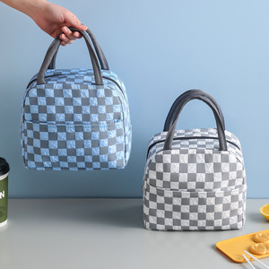 Sac à lunch isotherme en tissu Oxford à motif à carreaux, sac isotherme portable pour le stockage des aliments, pour un usage quotidien et les pique-niques - Product Image 1