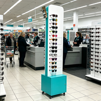 Présentoir à lunettes autoportant avec armoire verrouillable et roulettes, support d'affichage personnalisé pour magasin de détail