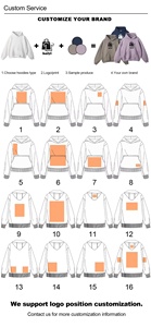 Sudadera con capucha y cremallera completa para hombre con logotipo personalizado y máscara <span class=keywords><strong>de</strong></span> balaclava, estilo urbano oversize, OEM, para invierno - Product Image 4