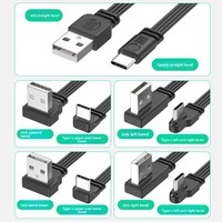 Cable de Datos USB 2.0 a Tipo-C, Plano, con Conductor de Cobre Estañado y Revestimiento de Silicona para Uso en Automóviles, Carga de 2A