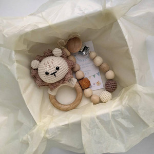 León-Pulseras de ganchillo para bebé, mordedor de madera, chupete de silicona, chupete, juguetes sensoriales, dentición para bebé, para regalo - Product Image 2