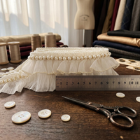 Dentelle personnalisée avec perles et paillettes, double couche de dentelle à volants en mousseline pour robe et robe de soirée
