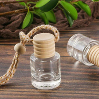 Flacon vide en verre transparent avec bouchon en bois, diffuseur d'huiles essentielles, aromathérapie, parfum réutilisable, pendentif 8 ml, pour voiture