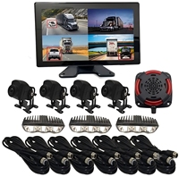 Sistema de Monitoreo de Seguridad para Montacargas 4CH AI BSD, Cámara/Pantalla 1080P y Luz de Alarma LED, Apto para Maquinaria Pesada