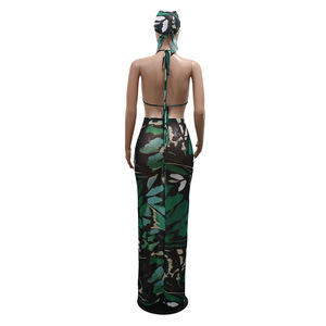 Bikini sexy de dos piezas con estampado elegante de nueva llegada con vestido Maxi conjunto de dos piezas de verano para mujer moda sehe - Product Image 5