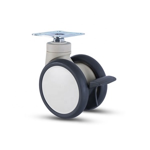 Hospital Médico Central Bloqueio Giratório Rodízio Placa Superior 3 4 5 Polegada TPR Rodas Duplas De Borracha De Aço Plástico ABS OEM Suportado - Product Image 1