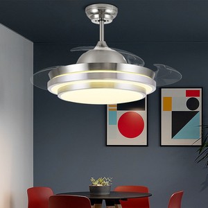 Ventilateur de plafond rétractable avec télécommande, LED dimmable, 42 pouces, design moderne, moteur DC, 5 vitesses, profil bas pour - Product Image 2