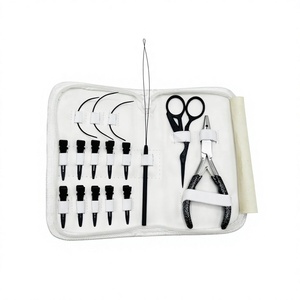 Professional Hair Extension Tools Kit Including 2 Holes Plier Crane Bird Scissor C-Type <b>Needles</b> Hair Sectioning Clips - Product Image 1