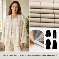 Tissu tissé 100% lyocell de haute qualité, écologique, biologique, confortable, à carreaux, pour vestes et robes pour femmes