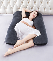Oreiller de maternité léger taille unique, design en U, en polyester et coton, amovible et lavable, soutien lombaire personnalisable
