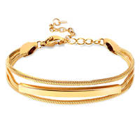 Gelang Rantai Ular Fashion Bahan Stainless Steel Tahan Air, Batang Kosong untuk Ukiran Nama/Huruf Kustom, Hadiah untuk Wanita & Pria