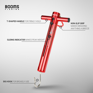 Booms Fishing Red 25lbs Fish Weight Scale <b>Large</b> Handle Hanging Luggage Spring Scale Portable Aluminum Tube 3-Year Warranty No - Product Image 4