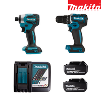 Kit combiné Makita 18V LXT 2 outils, perceuse à percussion sans balais, visseuse à percussion, batteries au lithium et chargeur rapide DC18RC, ensemble d'outils électriques