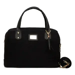 Bolsa de Yute Negra Fana Jordin para Mujer, Duradera, Ecológica, de Tamaño Mediano con Letras Impresas por Termotransferencia para Alimentos o Publicidad - Product Image 1