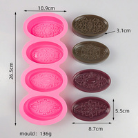 Candyer Neue Ideen Silikon Ovale Seifenformen 4-Fächer DIY Handgemachte Seifenform mit Gemischten Blumenmustern für Milchseife