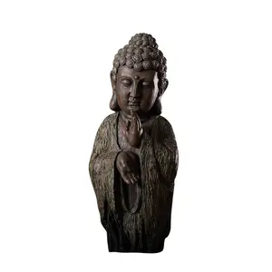 Bronze Meditation Chinese Buddha Head Display Outdoor Indoor Buddha Fiberglass Sculpture Statue Painting Home Decor Zen Buddhism