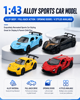 YZMODEL CE CPC Bersertifikat ASTM Skala 1:43 Roda Ramah Lingkungan Pintu Mini Dapat Dibuka Tarik Mundur 911Supercar Mainan Diecast Logam