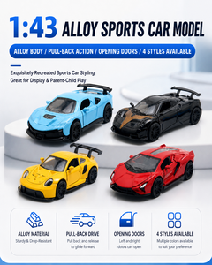Voiture de sport miniature en métal moulé sous pression CE CPC à l'échelle 1:43 avec portes ouvrables et fonction de recul, modèle 911 Supercar, jouet pour enfants - Product Image 2