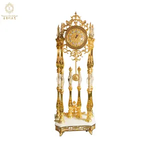 Wholesale Luxury Delicate Golden Pendulum Crystal Grandfather Clock Stand For Home Decoration
