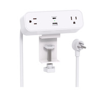 Masa kelepçesi güç şeridi, 65W 5ft masa güç şeridi-2 çıkışlı masaüstü güç şeridi USB C (PD 65W)
