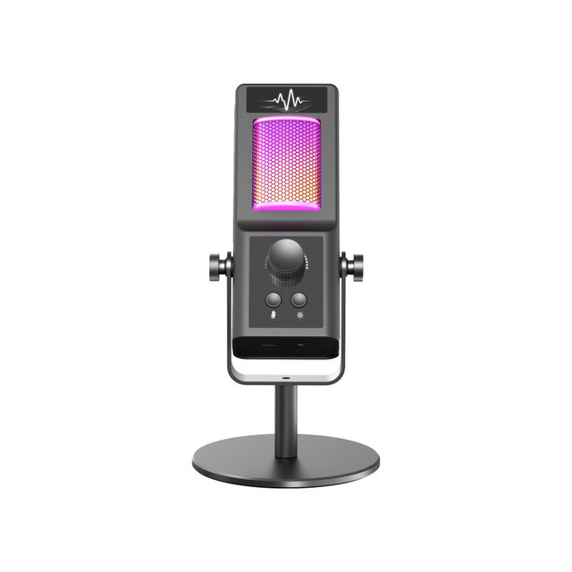 USB Recording Microphone with Cool RGB Lighting Effects Desktop Microphone Suitable for Game Live Streaming Commentary