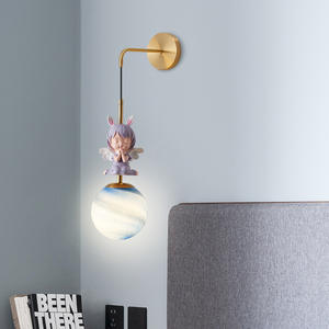 Habitación minimalista de princesa, habitación de niños, luz de pared de cobre, luz de pared <span class=keywords><strong>Annie</strong></span> de bebé, lámpara de noche de dormitorio de estilo moderno bonito - Product Image 4