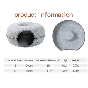 Cueva de fieltro duradera de alta calidad, nido para mascotas, camas de túnel para gatos grandes y pequeños para perros y gatos, decoración del hogar - Product Image 2