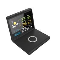 Factory Supply Temperatuur Vochtigheid Maanfase Kalender Digitale Wekker Draadloze Oplader