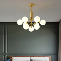 Nordique salon boule plafond pendentif lumière salle à manger chambre G9 boule ronde lustre en verre blanc