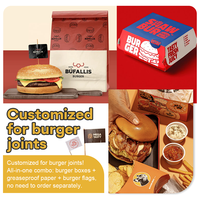 Boîte à hamburger jetable en papier kraft avec impression de logo personnalisée, options multidimensionnelles, pour projet d'emballage de marque de restauration rapide