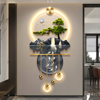 Peinture sur porcelaine de luxe avec cristaux et lumières LED, impression UV, boule dorée en métal, décoration murale 3D